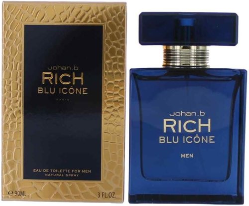 Rich Blu Icone by Johan.B - 3 Oz EDT Spray for Men | Fresh & Invigorating Fragrance