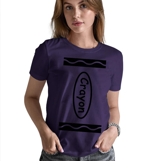 Veracco® Crayon Funny T-Shirts – Halloween Shirt for Women Girls Cool Halloween Costumes Adult Crayon Costume Purple