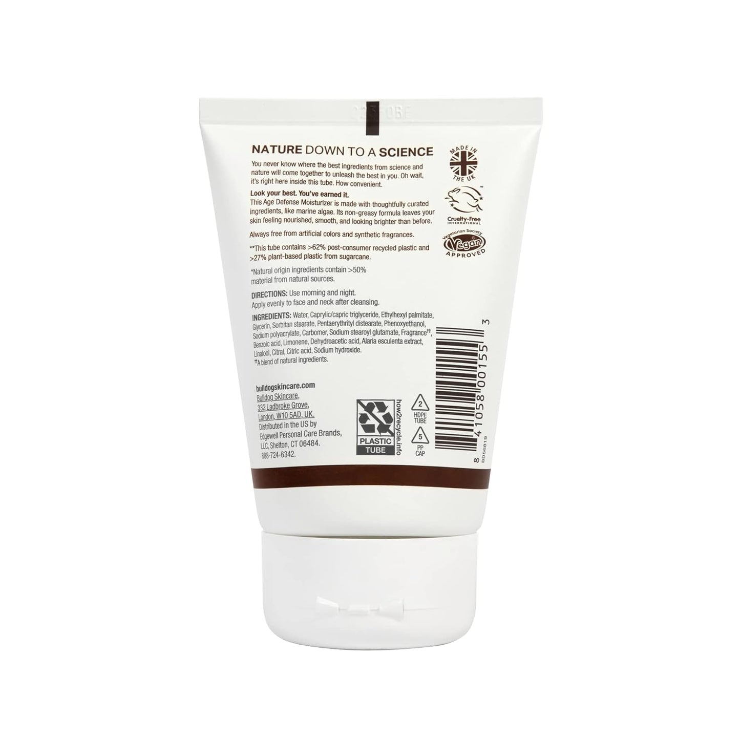 BULLDOG Face Moisturizer - Age Defense Formula for Men | 3.3 Fl Oz Hydrating Cream