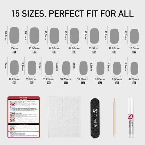 Curvlife Bling Coffin Press on Nails Short Square Acrylic Fake Nails with Apricot Design Full Cover False Nails Glossy Gradient Artificial Stick on Nails for Women(Gradient Nude White)