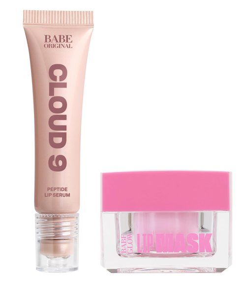 BABE ORIGINAL Cloud 9 Peptide Lip Serum and Babe Lip Mask Daily Lip Treatment with Cloudberry Oil, Hyaluronic Acid for Dryness & Fine Lines | Smoothing & Hydrating Lip Moisturizer Bundle