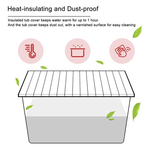 Bathtub Tray, Foldable Anti-dust Bathtub Cover Bath Insulation Cover, PVC Shutter Bath Lid Fit Most Tubs, Can Store Wine Glass, Books, Tablets, Cellphones