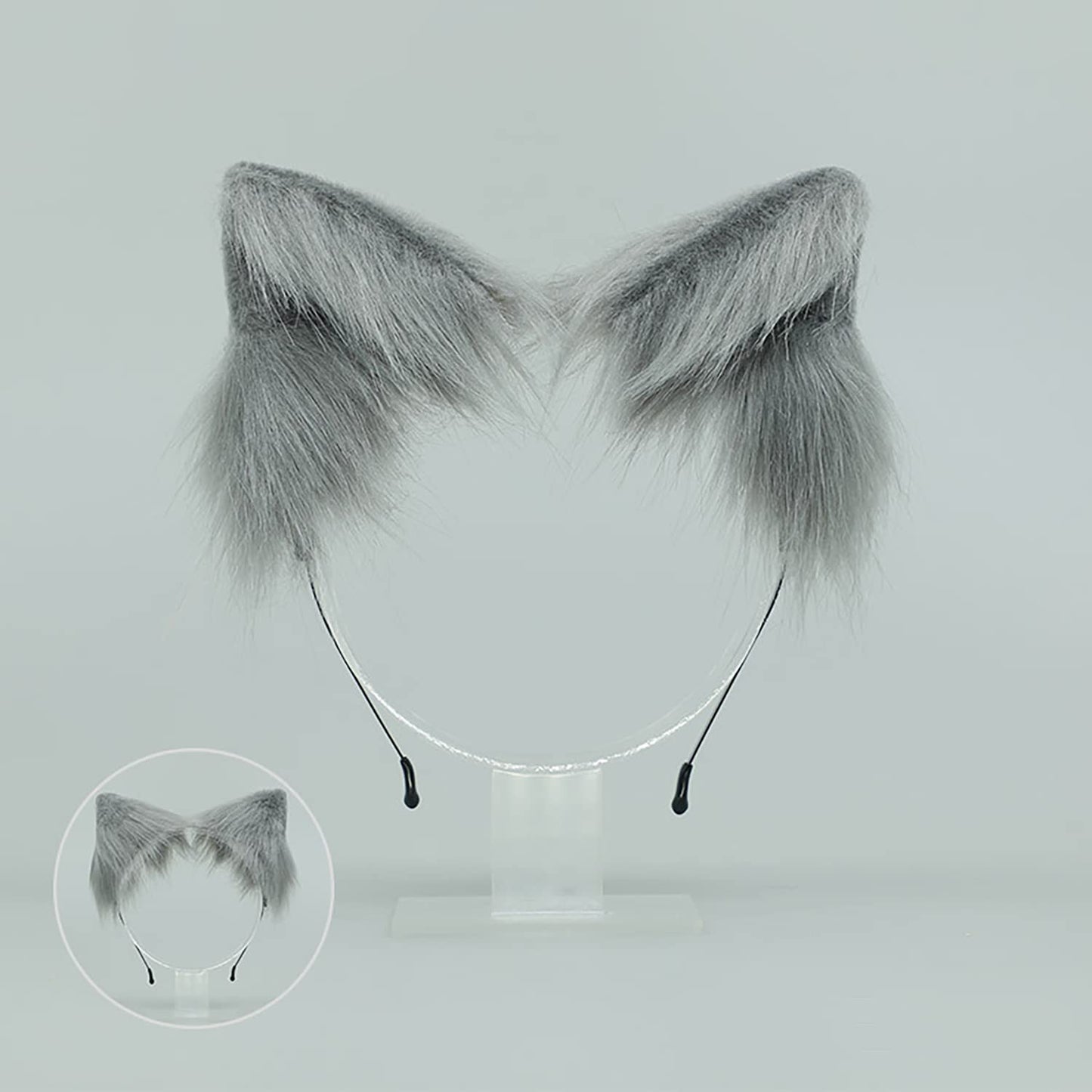 Faylay Wolf/Fox/Cat Ear Cosplay Headwear Girl Accessories Handmade Hairband Furry Ear Faux Fur Headband (SJ-9 Grey)