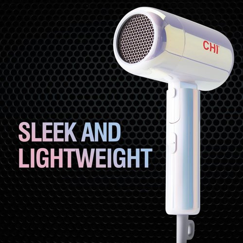CHI The Pearly Hair Dryer - Lightweight & Foldable for Travel | Dual Voltage with Air Concentrator Nozzle