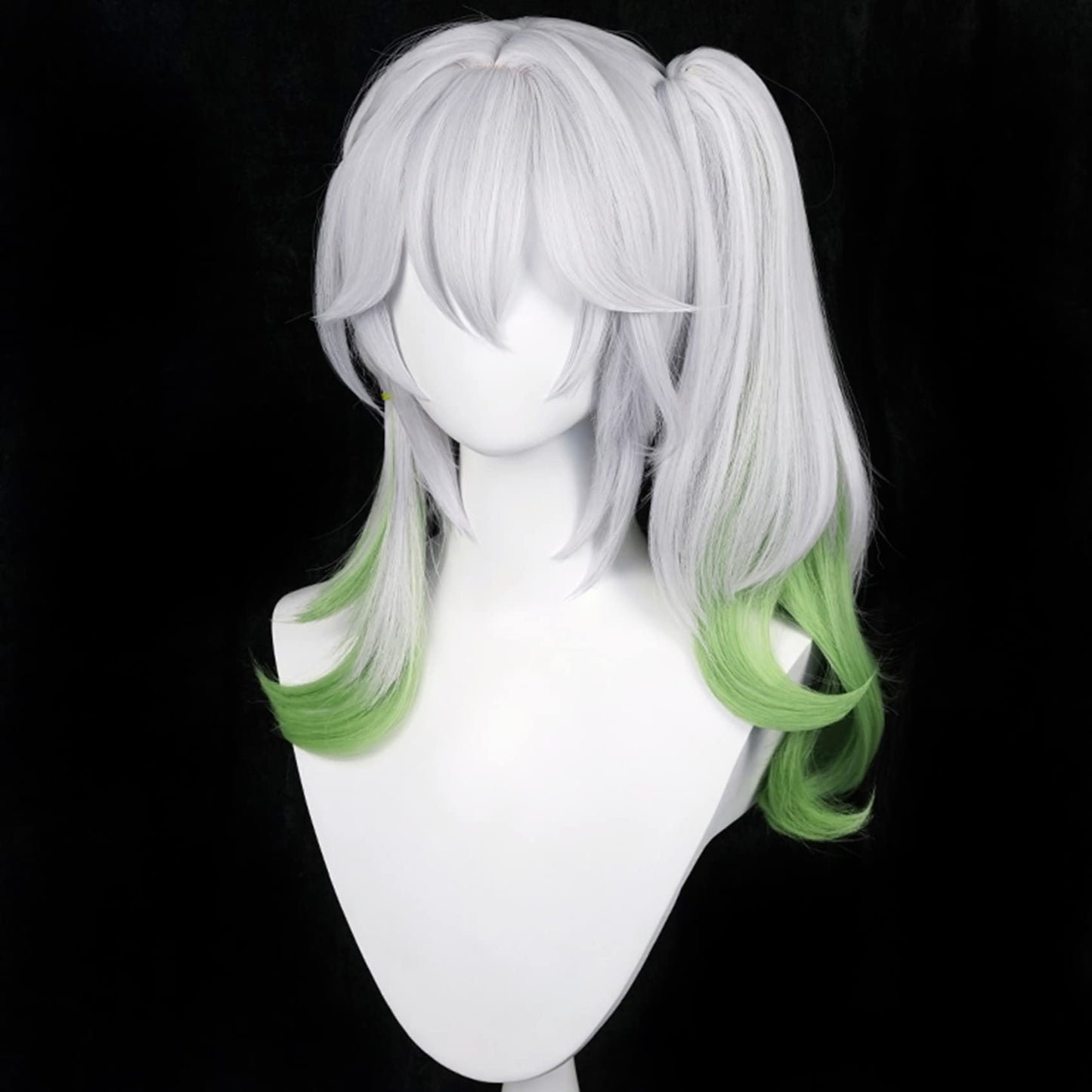 Genshin Impact Cosplay Wig for Nahida Sumeru Anime Wigs Long Wavy Grey and Green Gradient Hair Synthetic Fabric with Free Wig Cap for Comic Con, Cosplay Show, Halloween