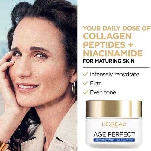 L'Oreal Paris Age Perfect Night Cream - Anti-Aging Face Moisturizer With Soy Seed Proteins | 2.5 Oz