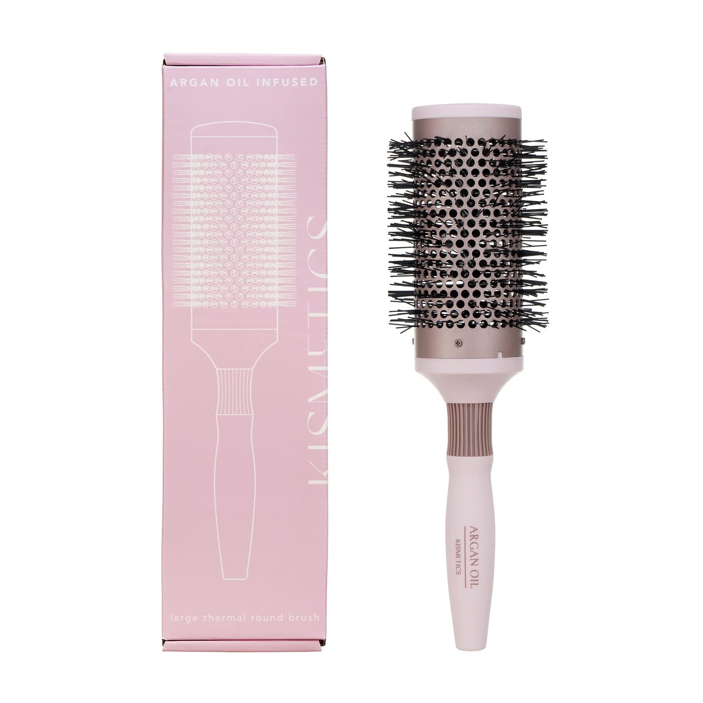 KISMETICS Fast Dry Round Brush with Ceramic Ion Thermal Barrel and Nylon Bristles,Argan oil Round Hair Brush for Blow Drying,Styling,Curling,Straightening, for All Hair Types-53mm