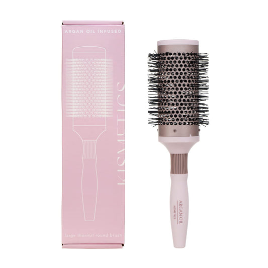 KISMETICS Fast Dry Round Brush with Ceramic Ion Thermal Barrel and Nylon Bristles,Argan oil Round Hair Brush for Blow Drying,Styling,Curling,Straightening, for All Hair Types-53mm