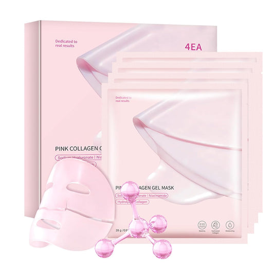 Skiennix Pink Collagen Jelly Gel Sleeping Mask - Hydrating Overnight Face Mask for Glass Glow Skin | 28g x 4pcs