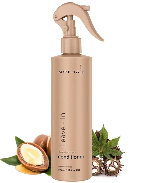 MOEHAIR Leave-In Conditioner - 12 Fl. Oz. | Argan Oil & Protein Infused | Curly Hair Detangler & Softener