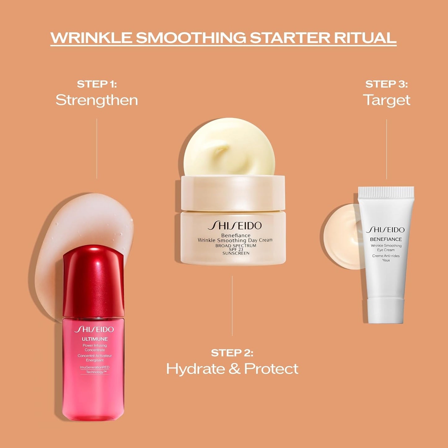 Shiseido Wrinkle Smoothing Starter Set | Ultimune Concentrate, Day Cream SPF 23 & Eye Cream