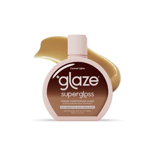 Glaze Super Gloss | Caramel Lights Conditioning Gloss for Medium to Dark Brown Hair - Enhances Color & Boosts Shine