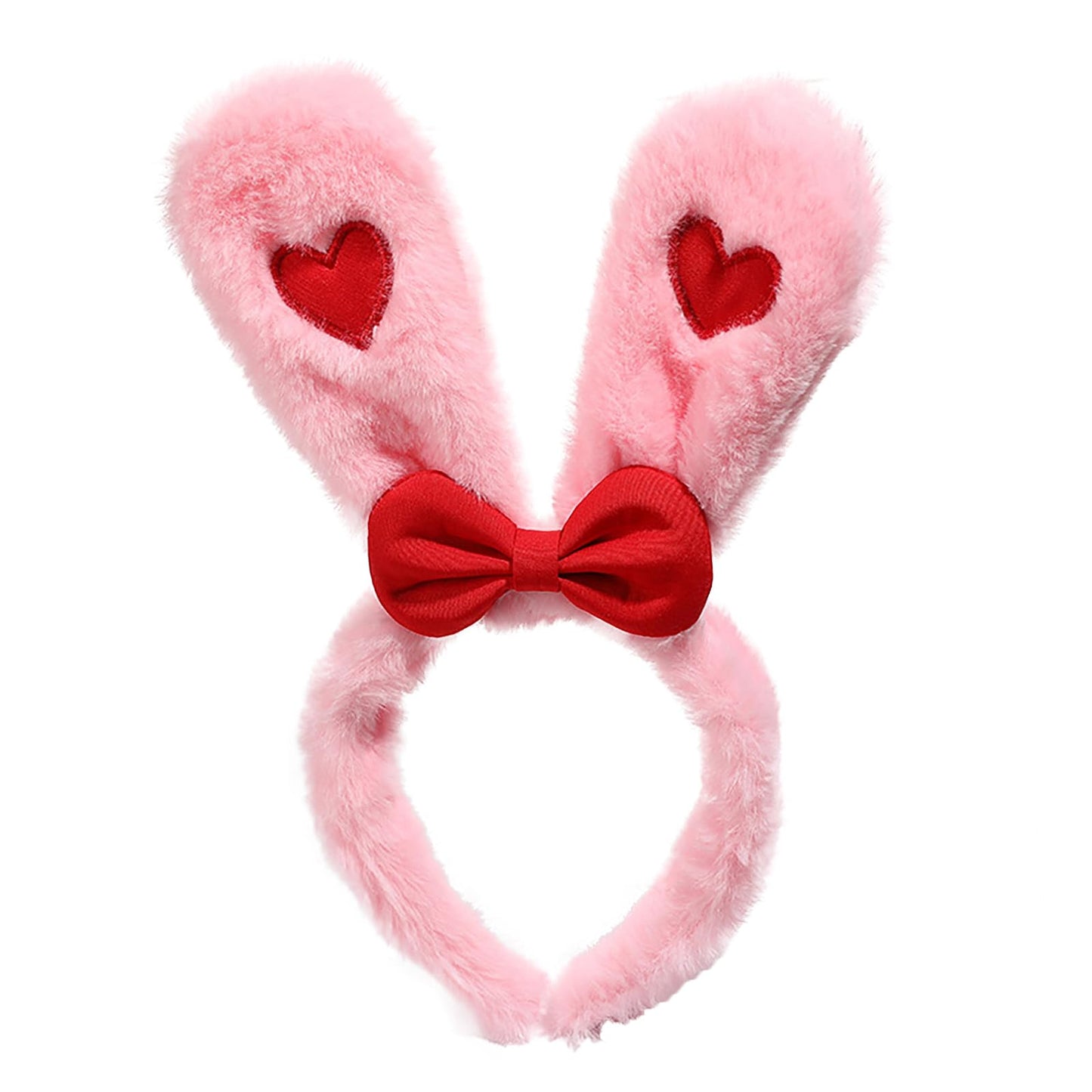 FunSpt Easter Bunny Rabbit Ears Plush Headband Halloween Costume for Aldult Heart 2