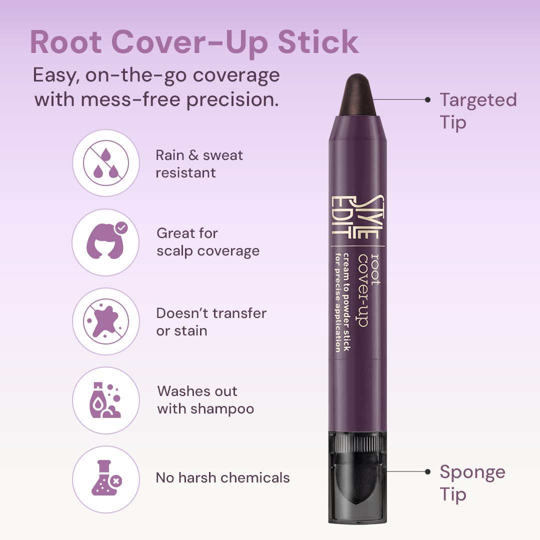 Style Edit Root Touch Up Stick - Temporary Gray Hair Concealer | Salon-Quality, Transfer-Resistant | Light Brown, 0.11 oz