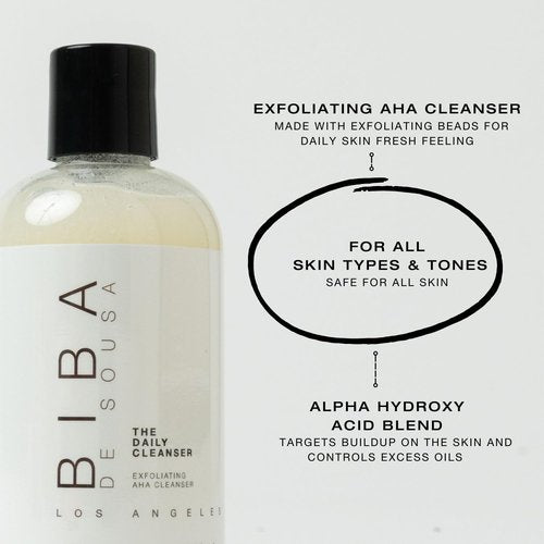 Biba De Sousa Daily Cleanser - Exfoliating Face and Body Wash for Oily or Blemished Skin | 8 oz