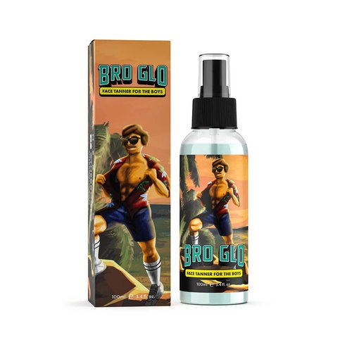 Bro Glo Self Tanner - Easy Sunless Tan for Face & Body with Mitt Applicator - Natural Bronze Gift Set