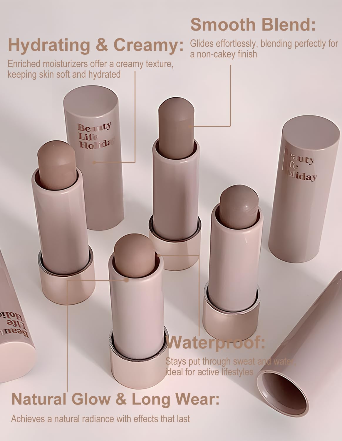 Skiennix Contour Stick - Blendable Matte Bronzer for Natural Face Shaping - Cold Grey Brown, Travel Size