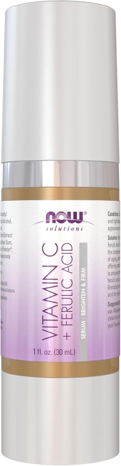 NOW Foods Solutions Vitamin C Serum - Skin Brightening & Tightening with Ferulic Acid, 1 oz