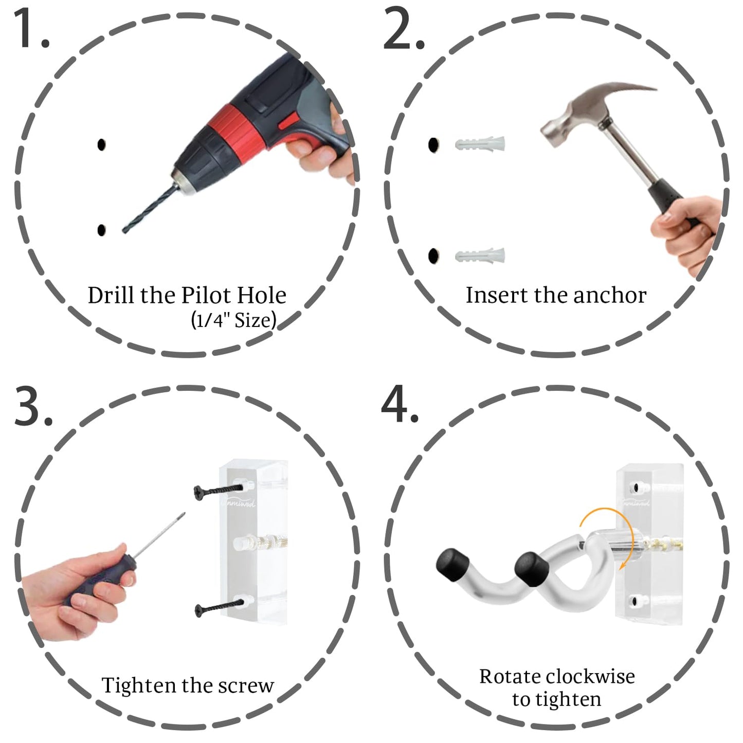 Guitar Wall Mount 2 Pack, Acacia Hardwood Guitar Hanger, U-Shaped Guitar Wall Hanger Mount, Guitar Holder Hook Stand Wall for Acoustic, Electric Guitar, Banjo, Bass, for Guitar Player Men Boy