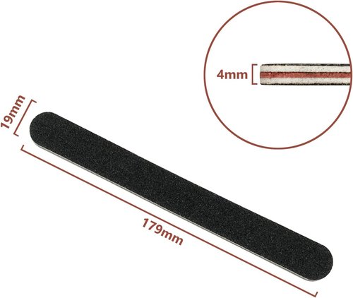 HeeYaa Nail File Set - 10 Professional Double-Sided 100/180 Grit Emery Boards | Black Manicure & Pedicure Tools