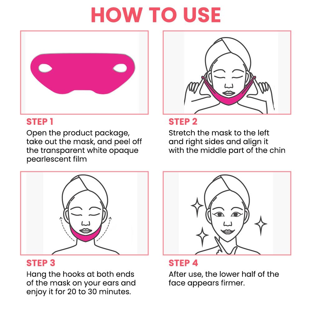 Kaely NEW 8Pcs Red V Line Lifting Mask,V Line Chin Strap,V Shaped Contouring Face Mask with Collagen,Hydrating Anti-aging,Small Size