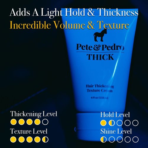 Pete & Pedro THICK Hair Cream - Light-Holding Thickening Styling Cream for Fine Hair | Adds Volume & Fullness | 4 oz.