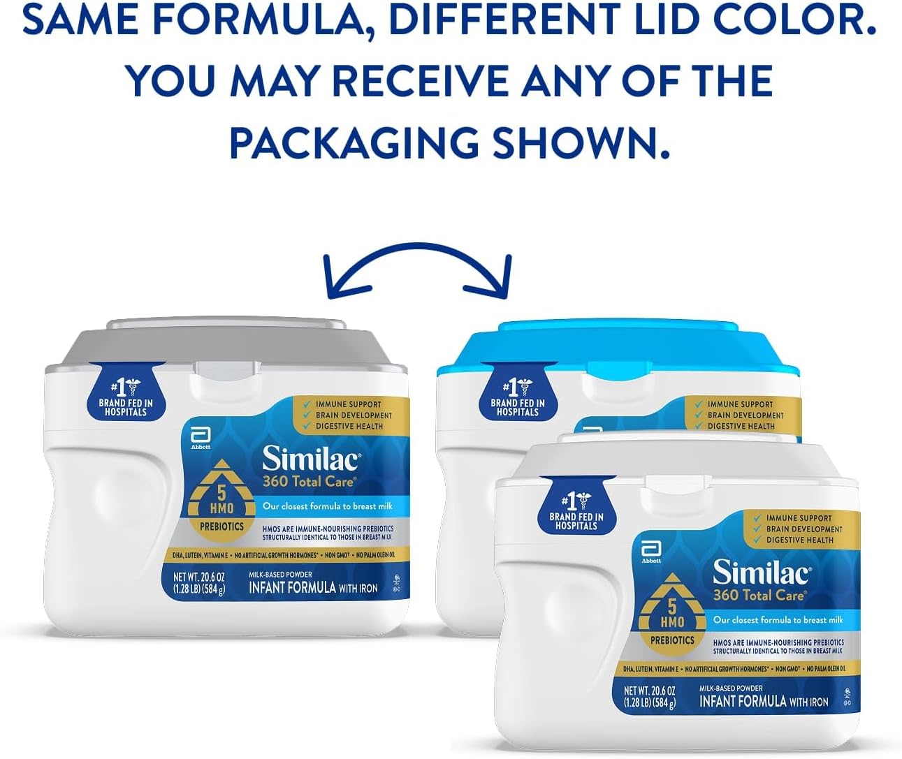Similac 360 Total Care Infant Formula - 5 HMO Prebiotics for Optimal Nutrition | 20.6 oz Tub