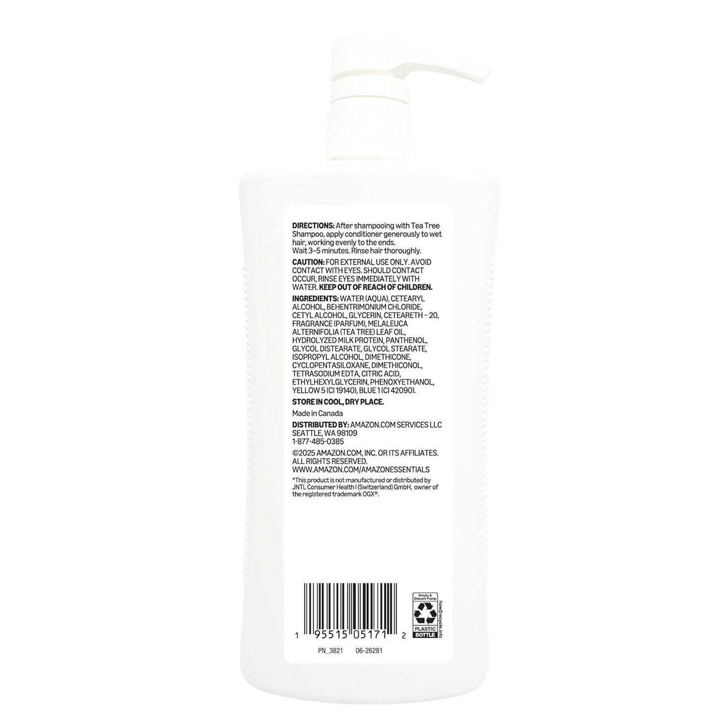 Amazon Essentials Tea Tree Mint Conditioner - Sulfate-Free Formula, 33.8 Fl Oz, Nourishing Hydration