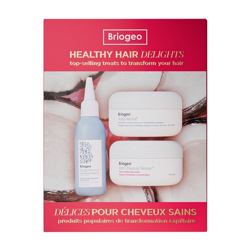 Briogeo Healthy Hair Delights Holiday Kit - Scalp & Hair Repair Gift Set | Vegan Deep Conditioning Mask, Scrub & Pre-Wash Oil