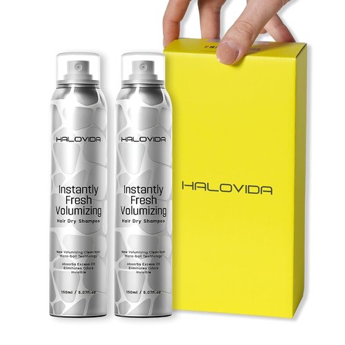 HALOVIDA Dry Shampoo Spray for Dark Hair - Oil Absorbing, Volumizing & Residue-Free, 5.07 Fl Oz (Pack of 2)