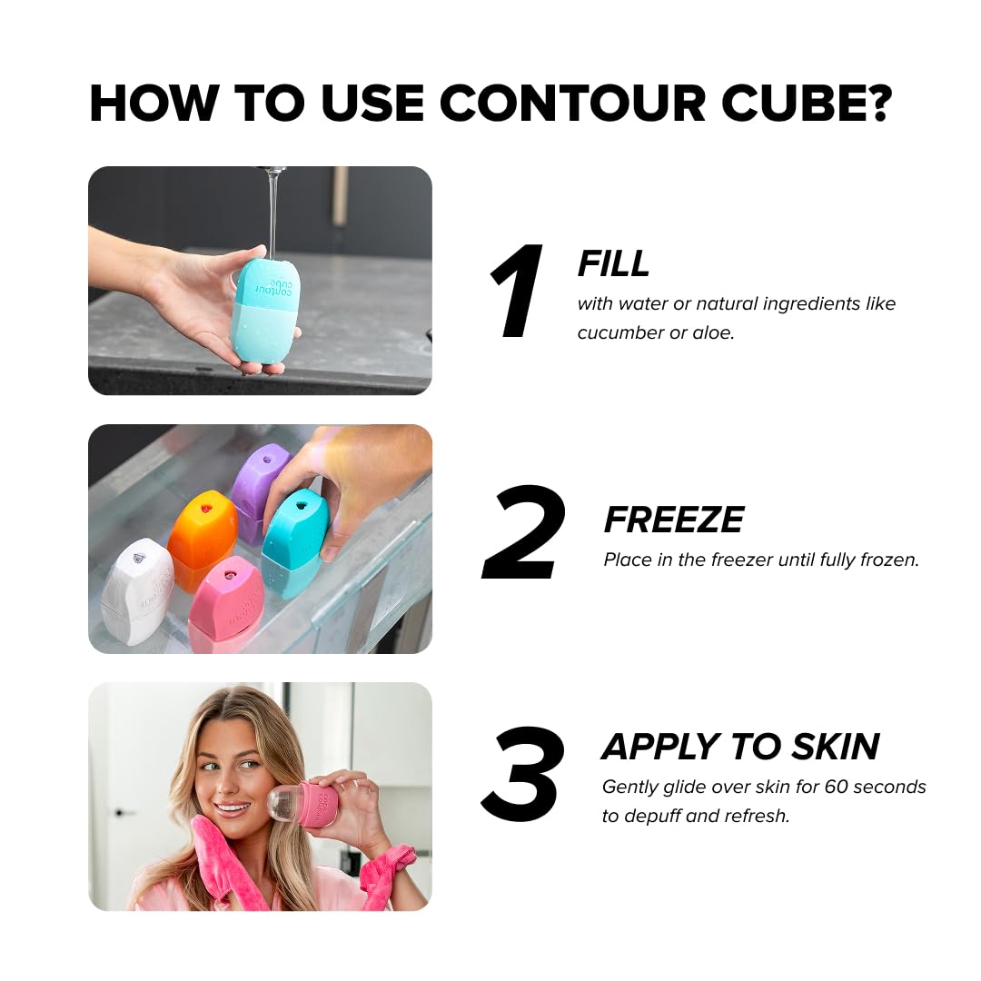 Contour Cube Original - Ice Roller for Sculpting & De-Puffing | BPA-Free Silicone Face Massager (180ml) - Marble