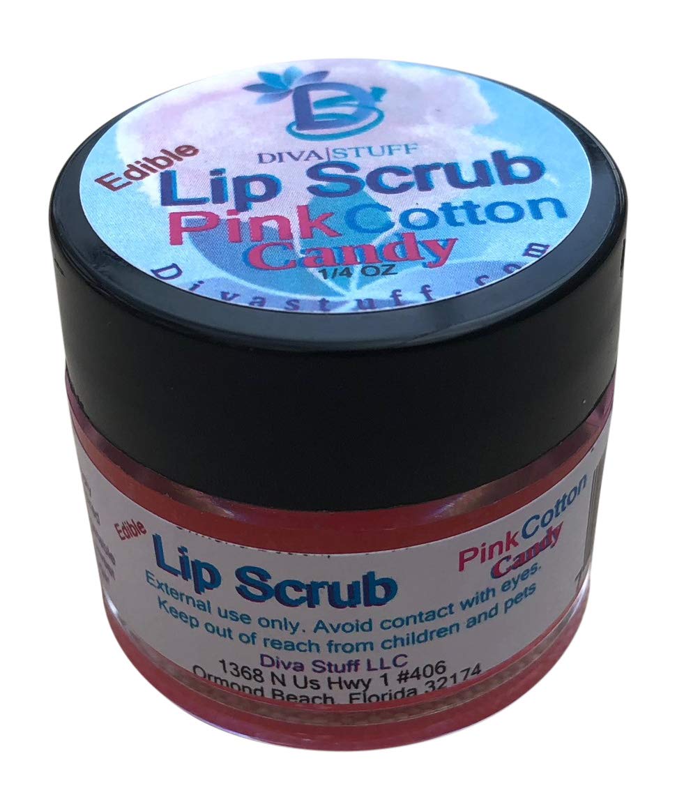 Diva Stuff Ultra Hydrating Lip Scrub for Soft Lips, Gentle Exfoliation, Moisturizer & Conditioner, Pink Cotton Candy – ¼ oz (Made in the USA)