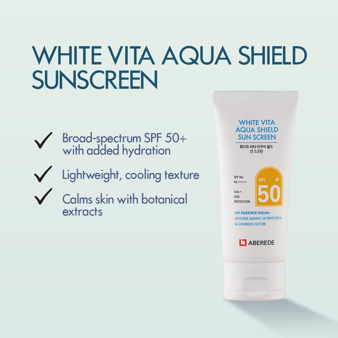 Vita Aqua Korean Sunscreen SPF 50+ | Lightweight Hydrating Facial Sunblock - 1.69 fl oz/50ml