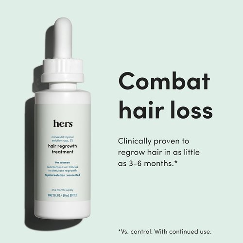 Hers Hair Regrowth Treatment - Minoxidil 2% Solution for Women - Promotes Thicker, Fuller Hair - Unscented, 2 Pack