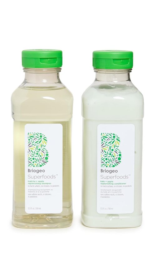 Briogeo Superfoods Matcha Hair Pack - Antioxidant-Rich Shampoo & Conditioner Duo | Hydrating & Shine-Enhancing | 2 x 12.5 fl oz