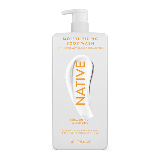 Native Moisturizing Body Wash Contains Naturally Derived Ingredients | For Women & Men, Sulfate, Paraben, & Dye Free Leaving Skin Soft and Hydrated | Shea Butter & Almond 18 oz