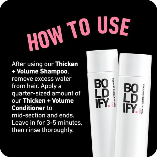 Boldify Thicken Volume Conditioner - Ultimate Biotin Formula for Hair Thickening, Split End Repair, Nourishment, and Fine or Oily Hair for Women & Men