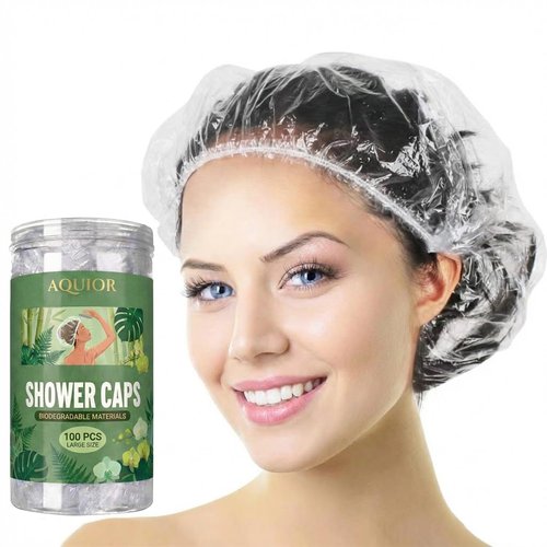 Aquior Disposable Shower Caps - 100 PCS Large Thick Waterproof Hair Covers for Women | Travel Essentials