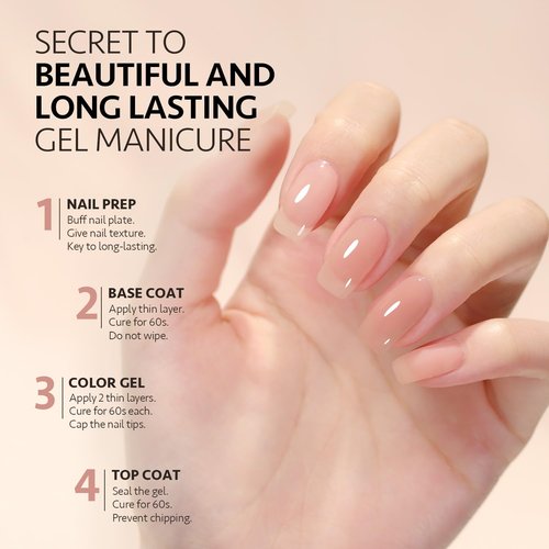 GAOY Jelly Nude Gel Nail Polish, 16ml Sheer Peach Translucent Gel Polish, UV Light Cure for Nail Art DIY, 1711 Peach Oolong