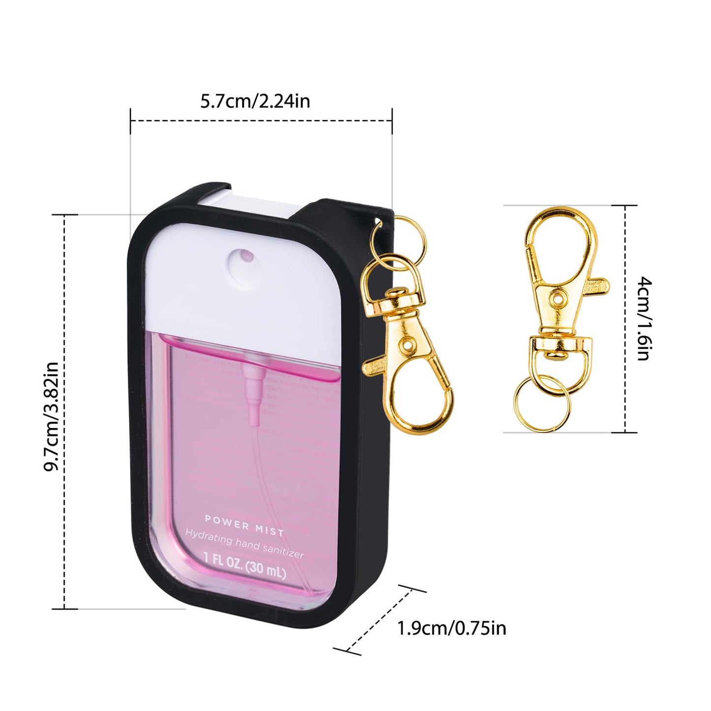 VANEST Silicone Case Compatible with Touchland Hand Sanitizer Spray (Black, 1 Pack)