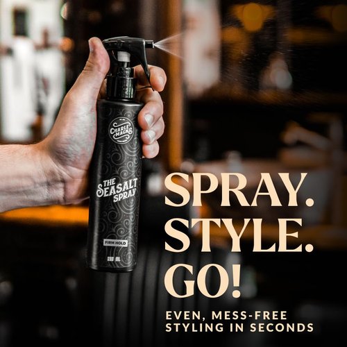 Charlemagne Sea Salt Spray for Men - Firm Hold, 6.76 fl oz/200ml, Pack of 1, Mediterranean Breeze - Sea Salt Hair Spray for Texture, Volume & Hold - Matte Finish Beachy Hair for Men & Women