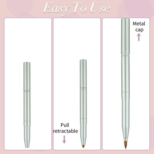 2 Pack Lip Brush for Lipstick Retractable with Cap, Double-Ended Lip Makeup Brushes Retractable Lip Gloss Lipstick Brush Applicator Travel Gold Green