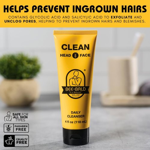 Bee Bald CLEAN Daily Head & Face Cleanser - Refreshing Bald Head Care for Men & Women | 4 fl Oz