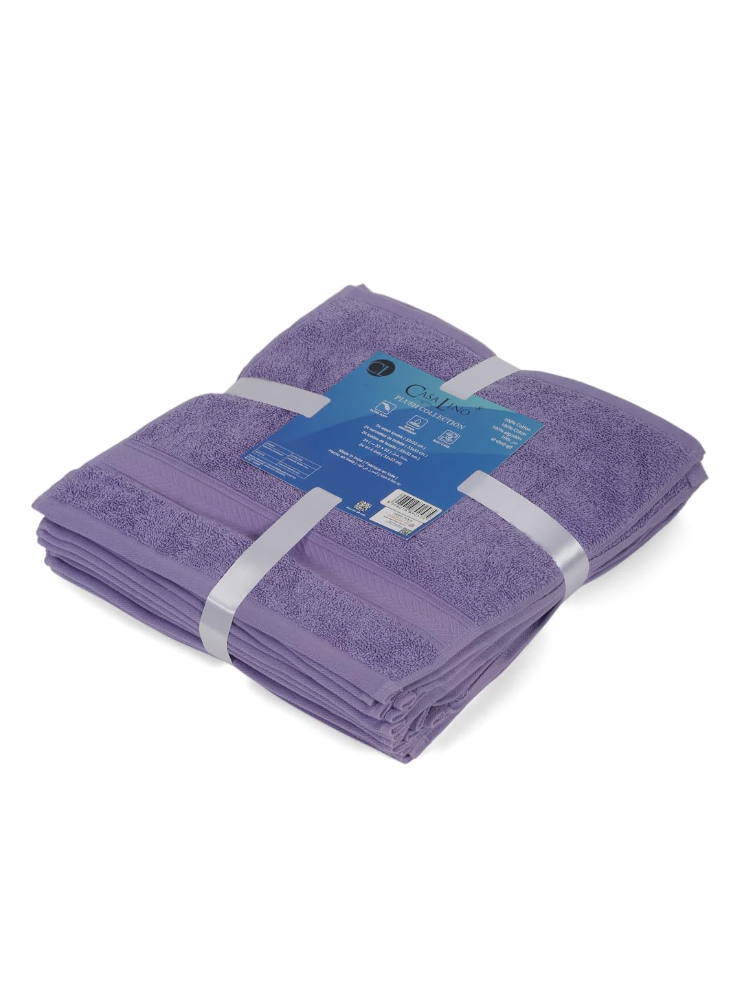 Casa Lino 24 Pack Wash Cloths Set, (12" X12) 100% Cotton wash Cloths, wash Cloths for Your face and Body, Highly Absorbent & fingertip Soft wash Cloths for Your face and Body, Purple