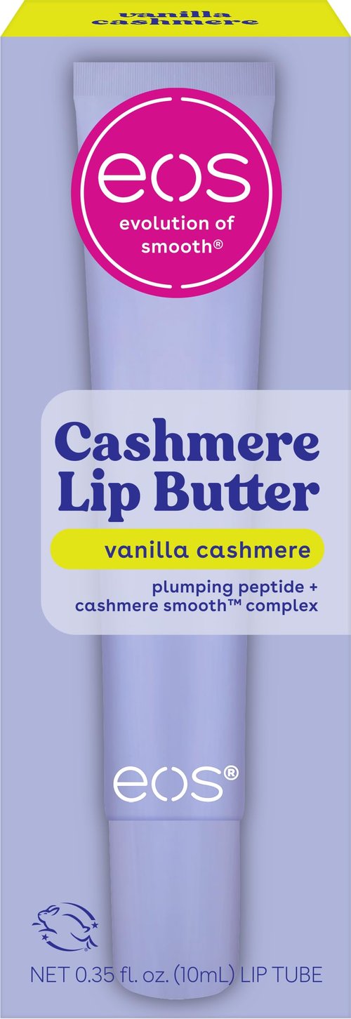 eos Cashmere Lip Butter - Vanilla Cashmere, Plumping Peptides, Smoothing, eos Lip Butter, Shea Butter, Lip Mask, Lip Moisturizer, Soft Lips, 0.35 fl oz