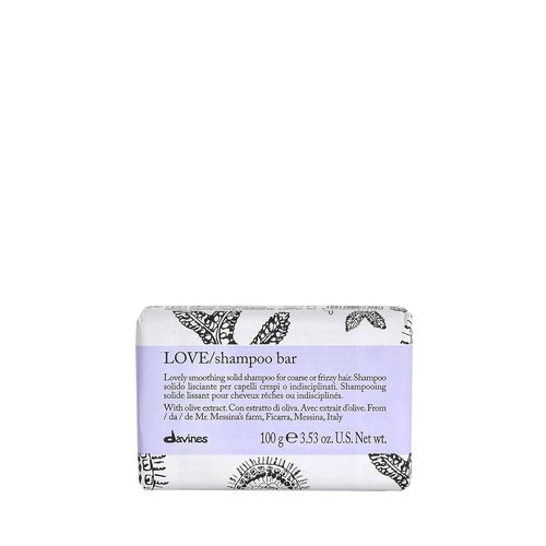 Davines LOVE Smoothing Shampoo Bar - Compact Solid for Wavy & Frizzy Hair | Softness & Shine with Olive Extract, 3.53 oz