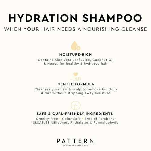 PATTERN Beauty Hydration Shampoo - Moisturizing Formula with Honey, Aloe Vera & Biotin | 9.8 fl oz (Pack of 2)