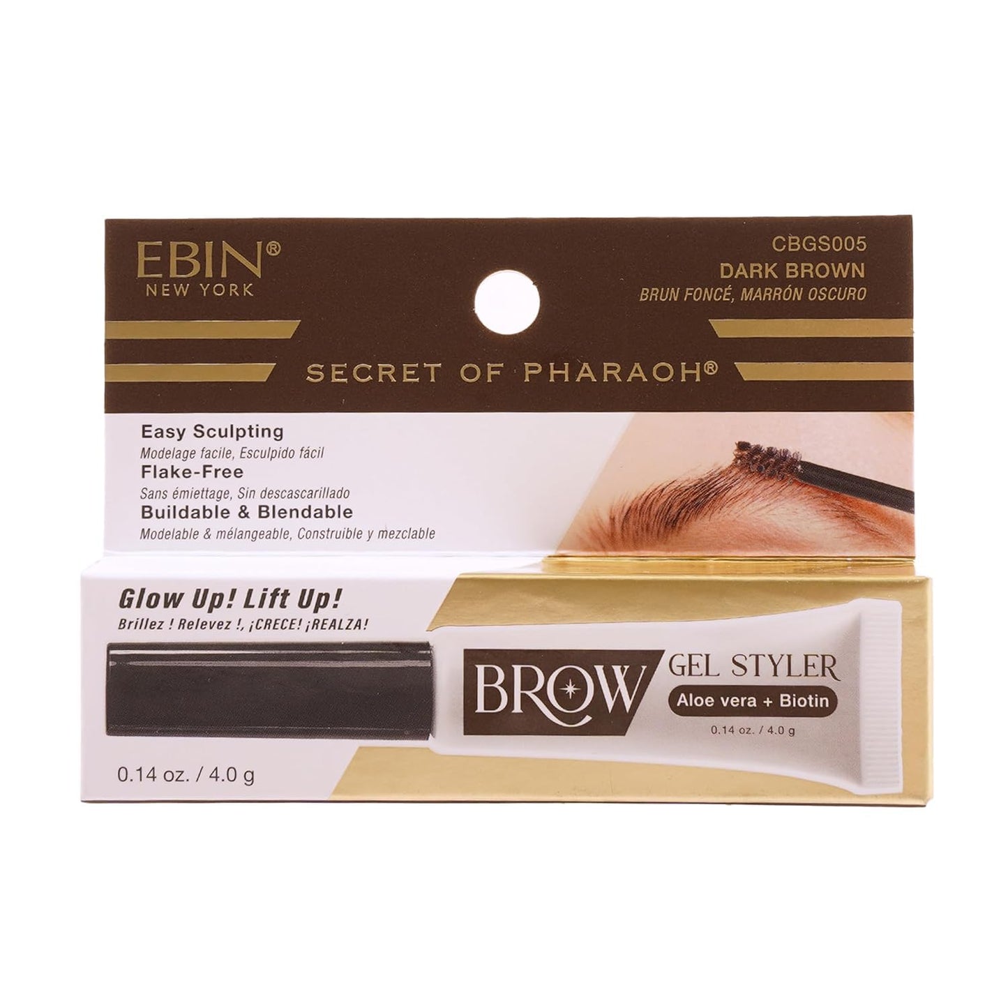 Secret of Pharaoh Brow Gel Styler - Dark Brown Water-Resistant Eyebrow Gel for Natural Lift-Up Definition