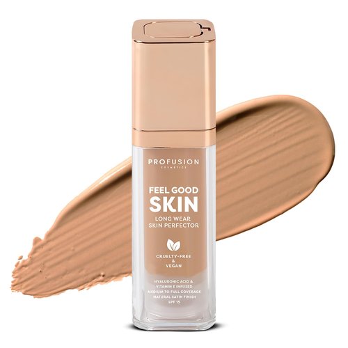 Profusion Cosmetics Feel Good Skin Foundation - Radiant Satin Finish, Buildable Coverage & SPF 15 (Tan 400)