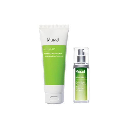 Murad Renewing Cleansing Cream & Retinol Youth Renewal Serum Set - Anti-Aging Duo for Firmer Skin